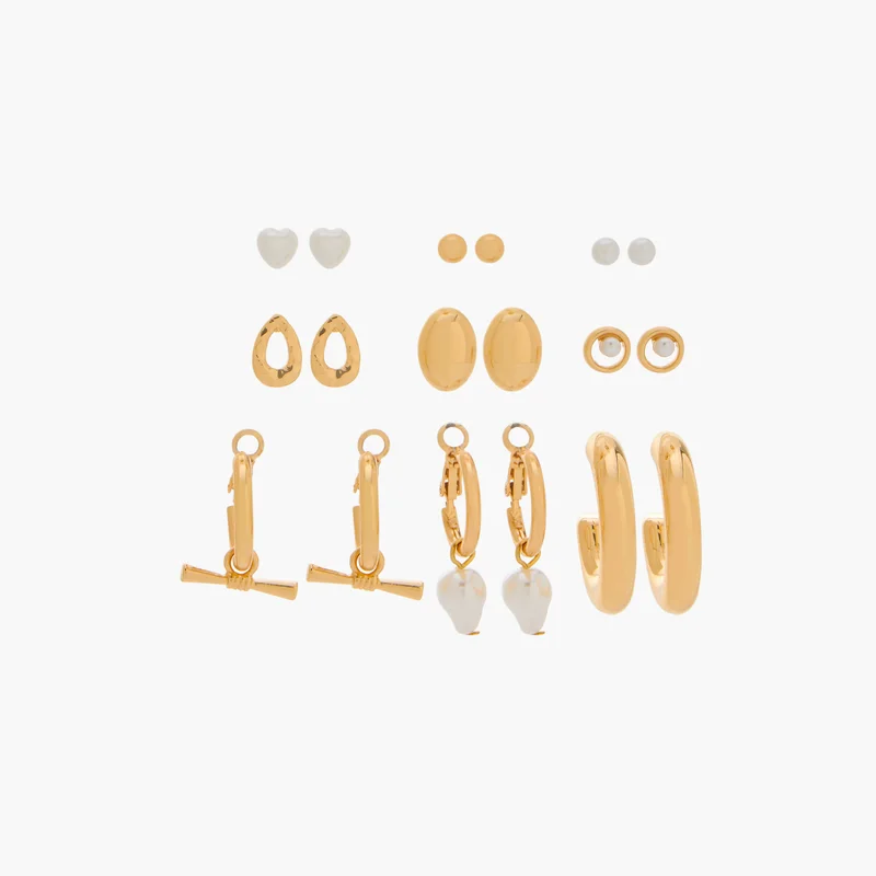 LIFESTYLE Gold Earrings Set of 9 for Women